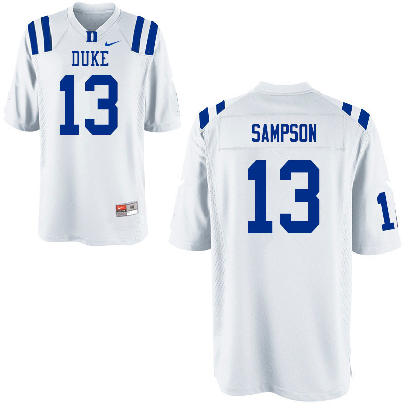 Duke Blue Devils #13 Sayvon Sampson College Football Jerseys Sale-White